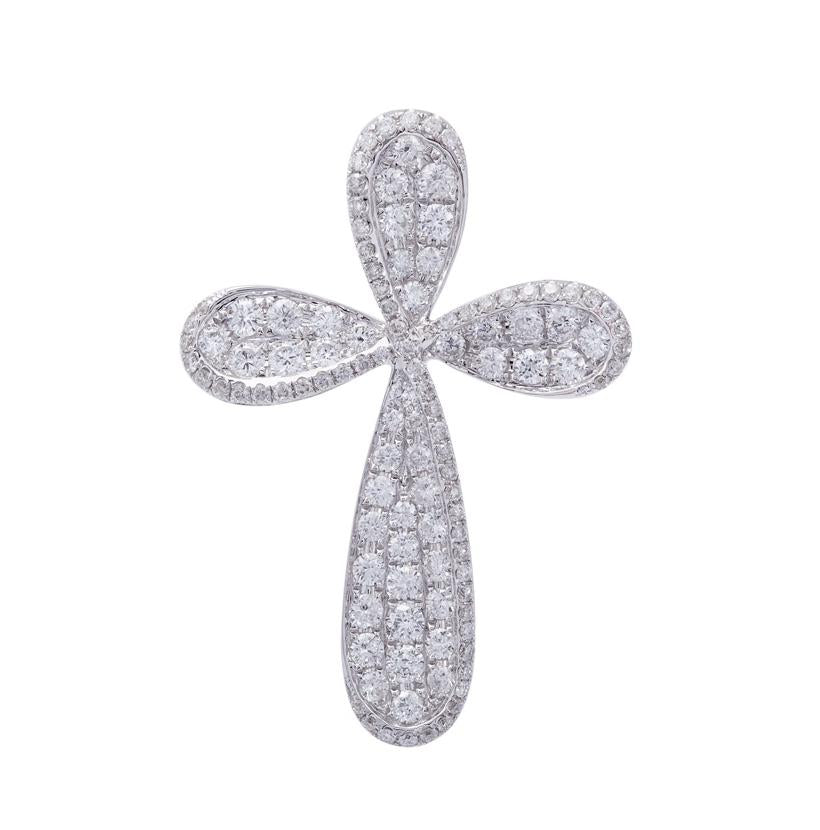 1.69 Ctw Diamond 18k White Gold Round Shape Womens Diamond Necklace Pendant