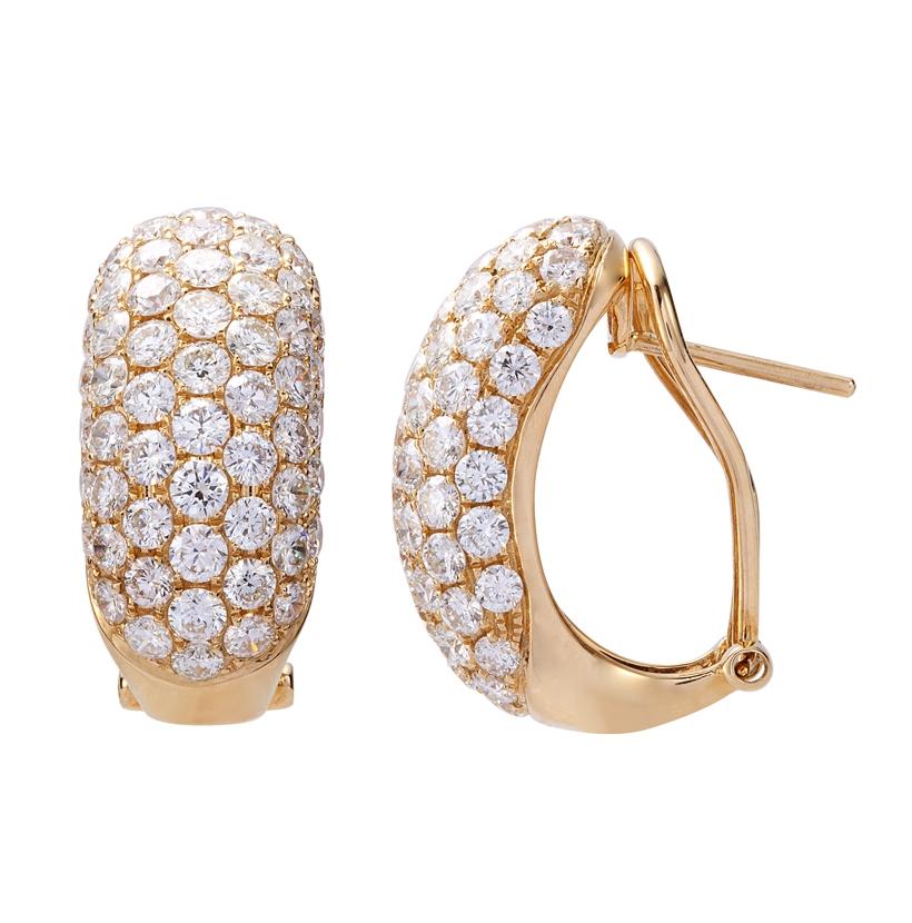 4.24 Ctw Diamond 18k Yellow Gold Round Shape Womens Diamond Earrings