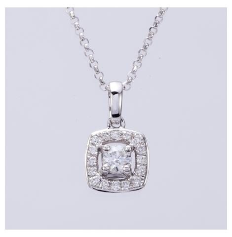 0.17 Ctw Diamond 14k White Gold Round Shape Womens Diamond Necklace Pendant With 16 Inch Chain