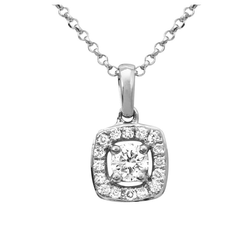 0.21 Ctw Diamond 14k White Gold Round Shape Womens Diamond Necklace Pendant With 16 Inch Chain