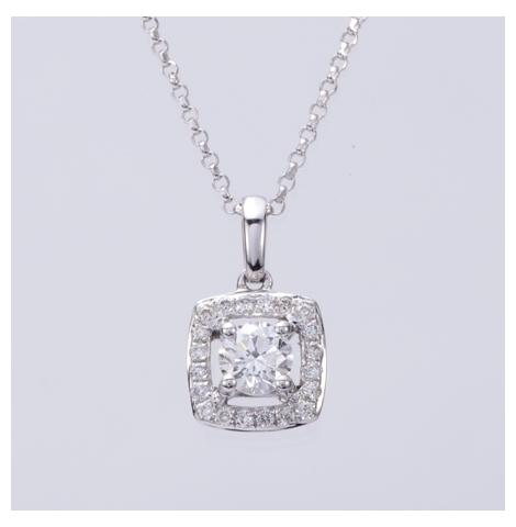 0.34 Ctw Diamond 14k White Gold Round Shape Womens Diamond Necklace Pendant With 16 Inch Chain