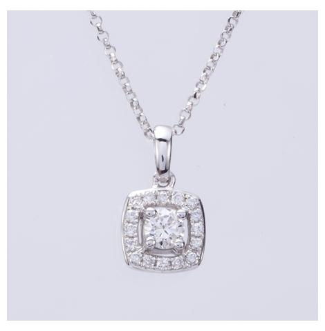 0.21 Ctw Diamond 14k White Gold Round Shape Womens Diamond Necklace Pendant With 16 Inch Chain