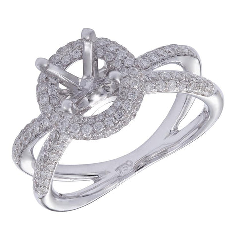 0.74 Ctw Diamond 18k White Gold Round Shape Womens Diamond Ring