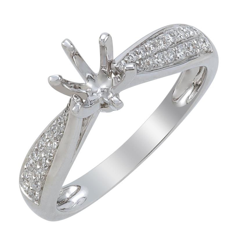 0.24 Ctw Diamond 18k White Gold Round Shape Wedding Engagement Ring