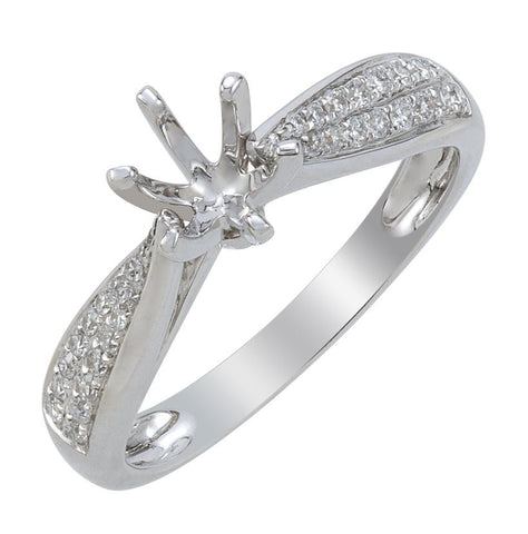 0.24 Ctw Diamond 18k White Gold Round Shape Wedding Engagement Ring