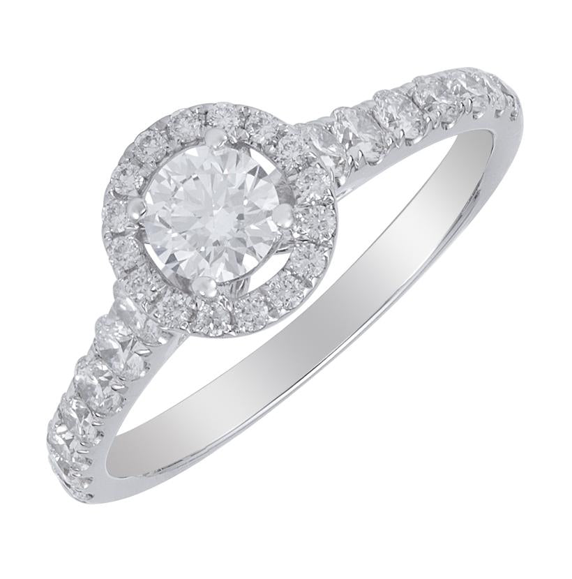 0.86 Ctw Diamond 14k White Gold Round Shape Wedding Engagement Ring