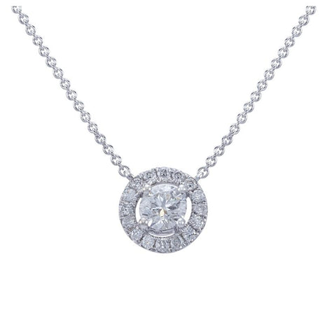 0.58 Ctw Diamond 14k White Gold Round Shape Womens Diamond Necklace