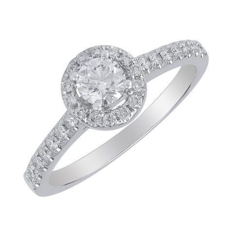 0.58 Ctw Diamond 14k White Gold Round Shape Wedding Engagement Ring