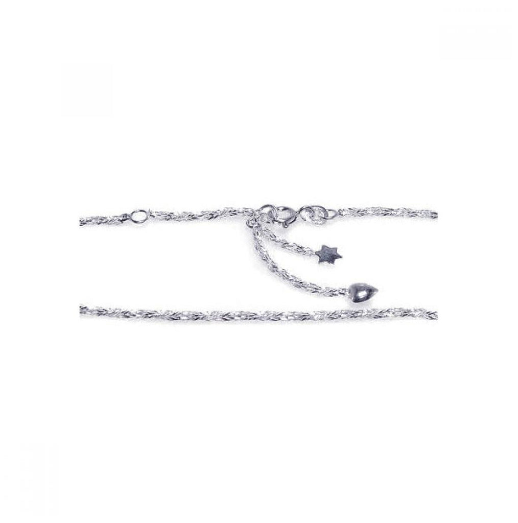 .925 Sterling Silver Star Heart Anklet