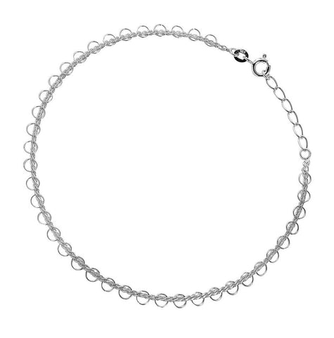 .925 Sterling Silver Multi Circle Link Anklet