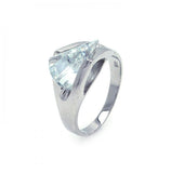 .925 Sterling Silver Rhodium Plated Clear Sideway Cz Ring, <b>size: 5</b>