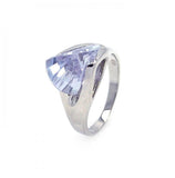 .925 Sterling Silver Rhodium Plated Lavendar Sideway Cz Ring, <b>size: 5</b>