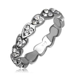 .925 Sterling Silver Rhodium Plated Mini Heart Shaped Eternity Ring With Cz, <b>size: 5</b>