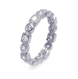 .925 Sterling Silver Rhodium Plated Clear Square Round Cz Stackable Eternity Ring, <b>size: 5</b>