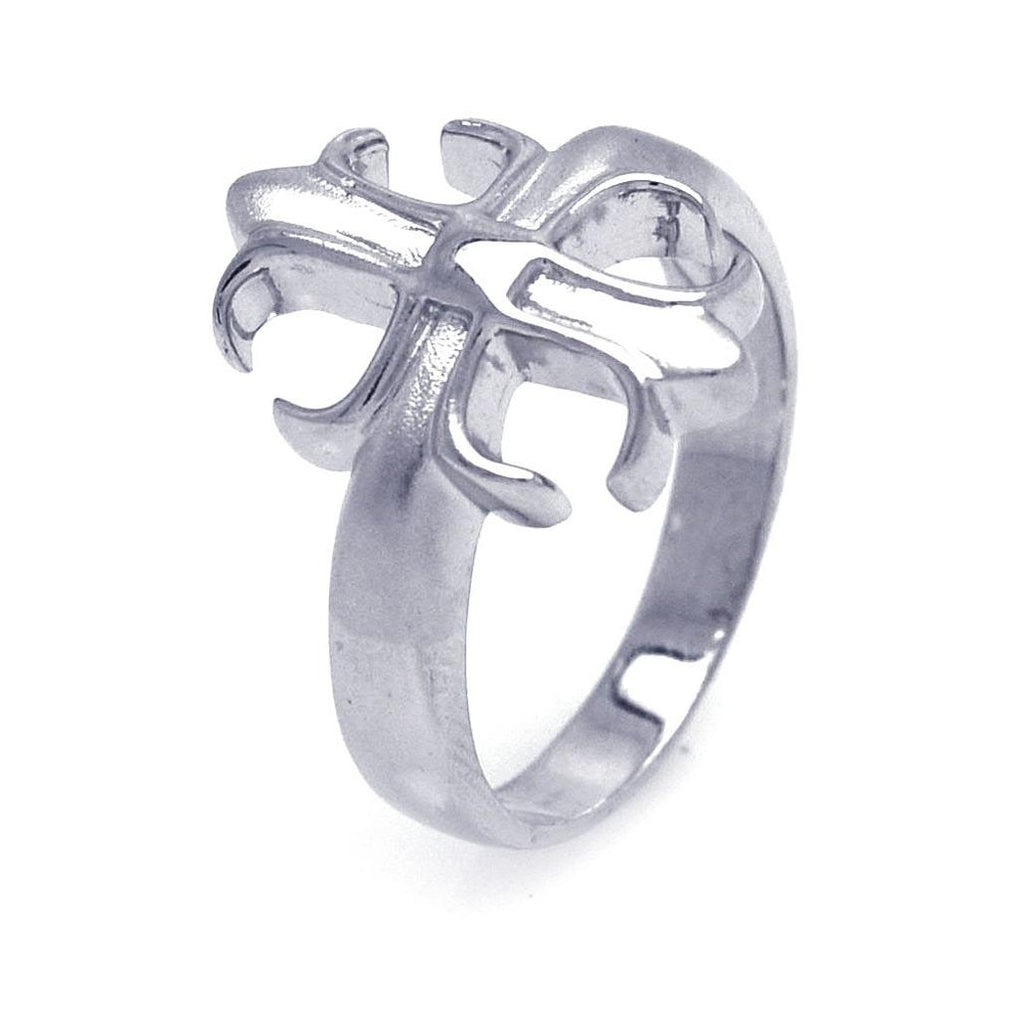 .925 Sterling Silver Rhodium Plated Crest Ring, <b>size: 5</b>