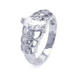 .925 Sterling Silver Rhodium Plated Clear Marquise Center Cz Engagement Ring, <b>size: 5</b>