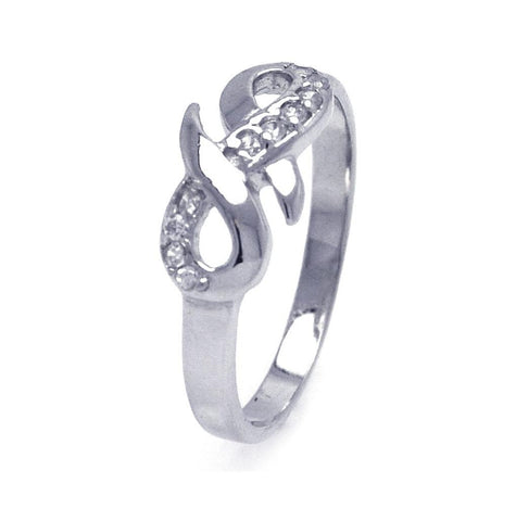 .925 Sterling Silver Rhodium Plated Cz Infinity Ribbon Ring, <b>size: 5</b>