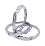 .925 Sterling Silver Rhodium Plated Clear Cz Stackable Ring Set, <b>size: 5</b>