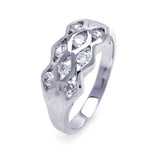 .925 Sterling Silver Rhodium Plated Cz Eyelet Ring, <b>size: 5</b>