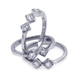 .925 Sterling Silver Rhodium Plated Diamond Shaped Cz Stackable Ring Set, <b>size: 5</b>