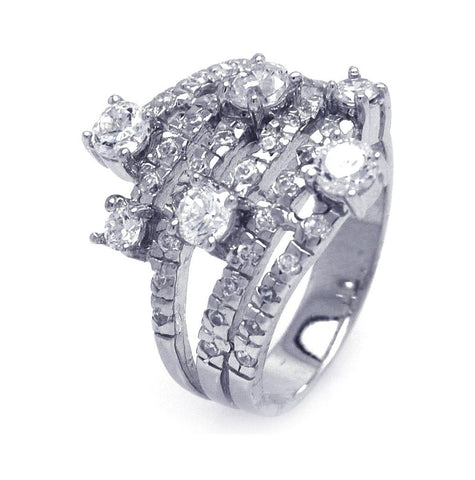 .925 Sterling Silver Rhodium Plated Multiple Sized Clear Cz Wrap Ring, <b>size: 5</b>