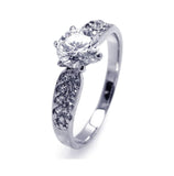 .925 Sterling Silver Rhodium Plated Clear Pave Cz Solitaire Ring, <b>size: 5</b>