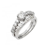 .925 Sterling Silver Rhodium Plated Clear Cz Bridal Ring Set, <b>size: 5</b>