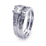 .925 Sterling Silver Rhodium Plated Cz Bridal Engagement Ring Set, <b>size: 5</b>