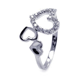 .925 Sterling Silver Rhodium Plated Cz Triple Heart Ring, <b>size: 5</b>