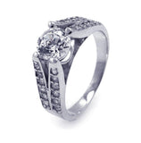 .925 Sterling Silver Rhodium Plated Clear Pave Set Round Center Cz Enagement Ring, <b>size: 5</b>