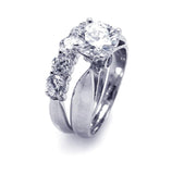 .925 Sterling Silver Rhodium Plated Multi Clear Round Cz Engagement Ring, <b>size: 5</b>