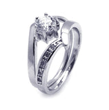 .925 Sterling Silver Rhodium Plated Clear Pave Set & Round Center Cz Engagement Ring, <b>size: 5</b>