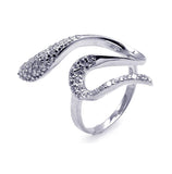 .925 Sterling Silver Rhodium Plated Pave Set Cz Snake Ring, <b>size: 5</b>