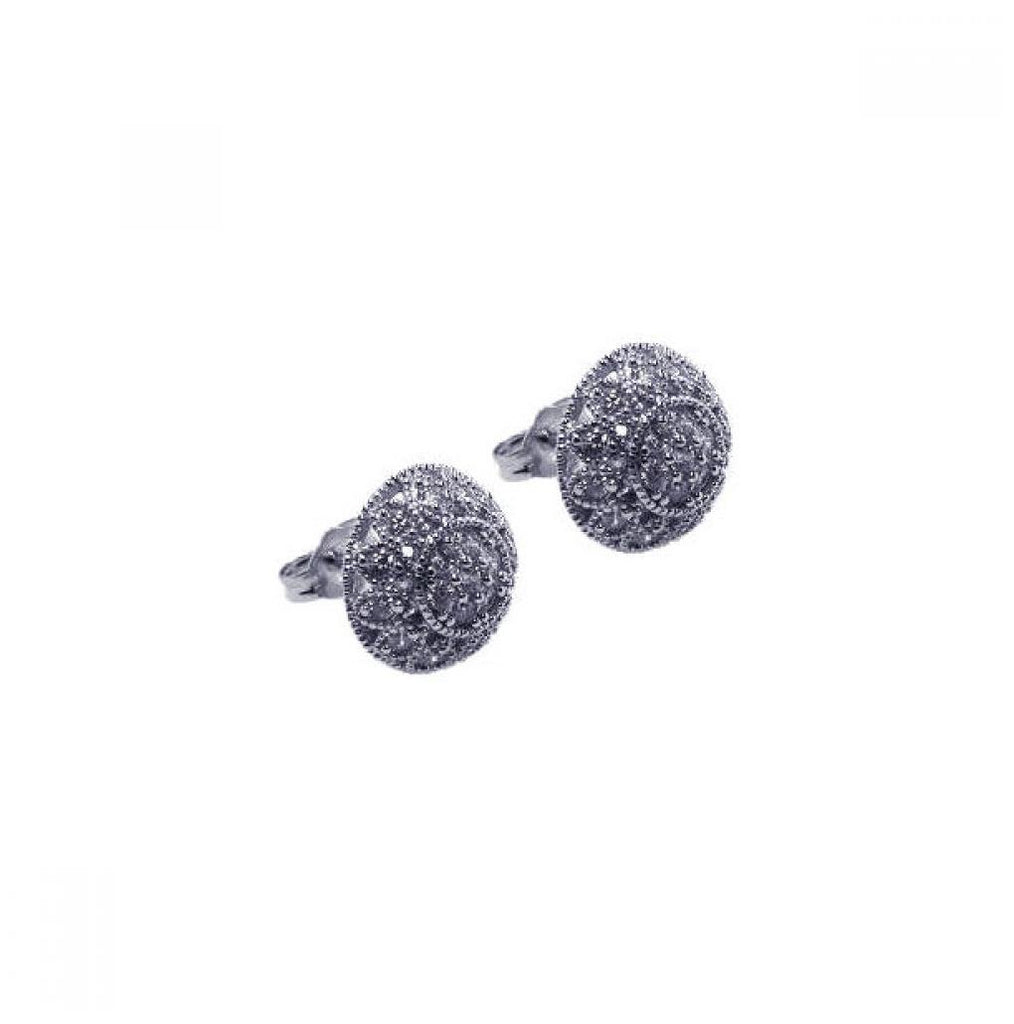 .925 Sterling Silver Rhodium Plated Micro Pave Clear Cz Stud Earring