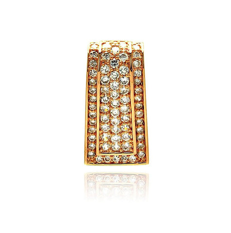 .925 Sterling Silver Gold Rhodium Plated Rectangular Cz Pendant