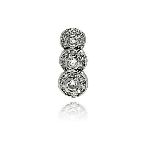 .925 Sterling Silver Rhodium Plated Round Filigree Cz Pendant