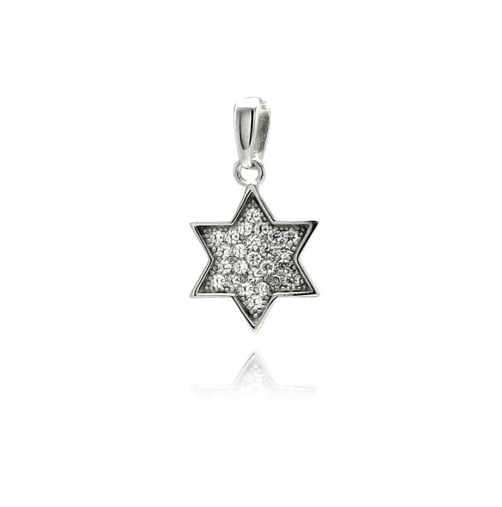 .925 Sterling Silver Rhodium Plated Star Cz Dangling Pendant