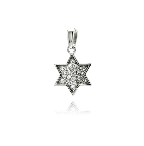 .925 Sterling Silver Rhodium Plated Star Cz Dangling Pendant