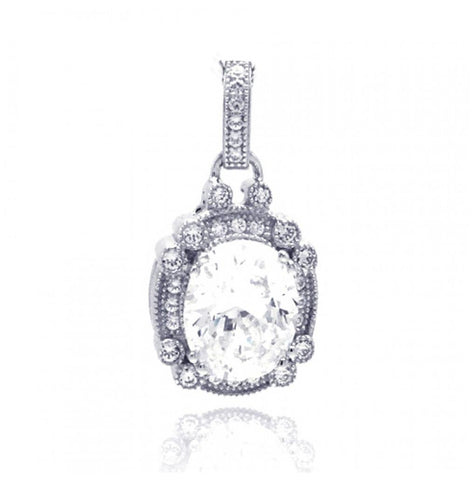 .925 Sterling Silver Rhodium Plated Round Micro Pave Cz Dangling Pendant