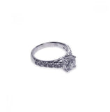 .925 Sterling Silver Rhodium Plated Micro Pave Clear Round Center Cz Ring, <b>size: 5</b>