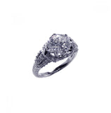 .925 Sterling Silver Rhodium Plated Micro Pave Clear Cz Flower Ring, <b>size: 5</b>