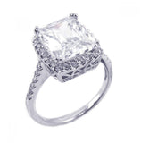 .925 Sterling Silver Rhodium Plated Clear Cluster Cz Square Antique Ring, <b>size: 5</b>