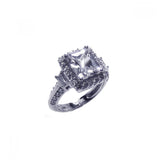 .925 Sterling Silver Rhodium Plated Clear Cluster Cz Square Ring, <b>size: 5</b>