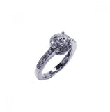 .925 Sterling Silver Rhodium Plated Pave Clear Cluster Cz Ring, <b>size: 5</b>