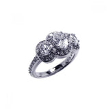 .925 Sterling Silver Rhodium Plated Pave Clear Cluster Cz Past Present Future Ring, <b>size: 5</b>