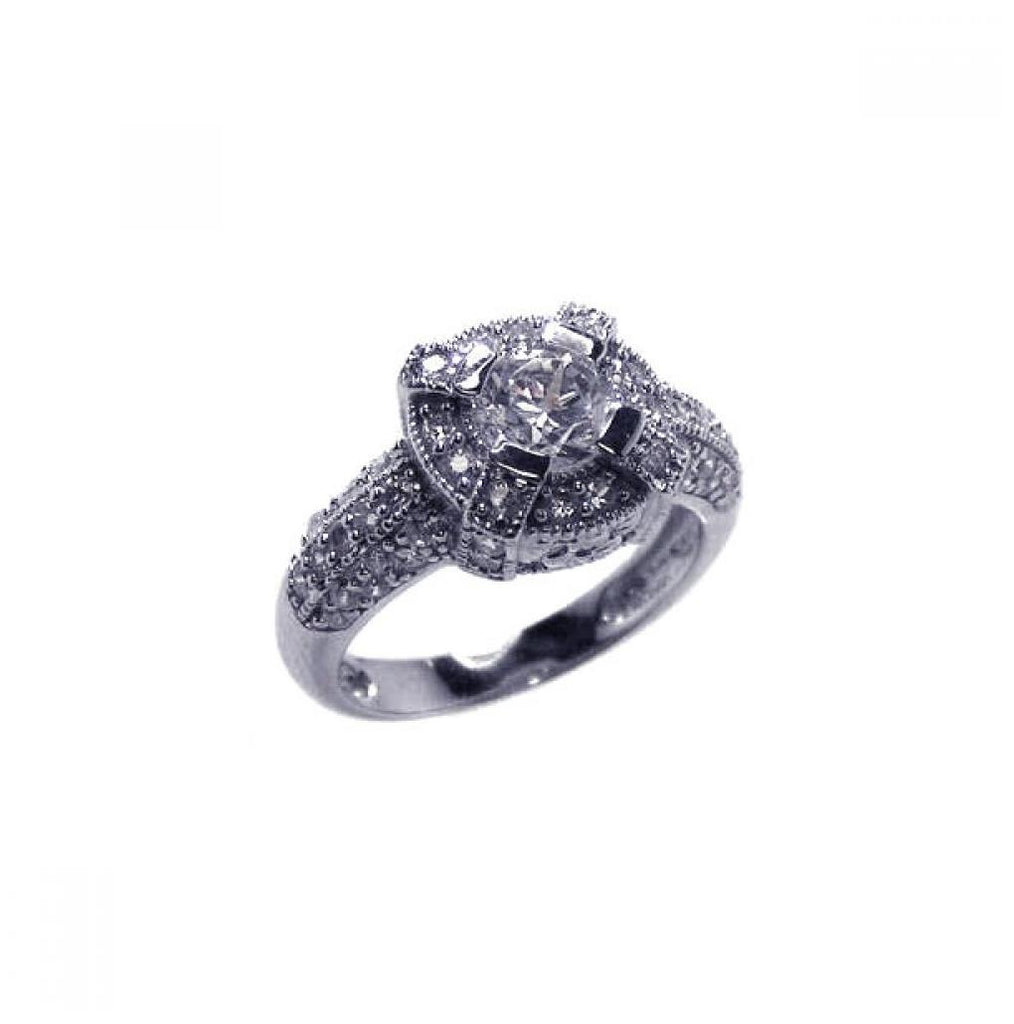 .925 Sterling Silver Rhodium Plated Pave Cz Ring, <b>size: 5</b>