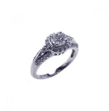 .925 Sterling Silver Rhodium Plated Clear Cluster Cz Round Ring, <b>size: 5</b>