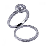 .925 Sterling Silver Rhodium Plated Micro Pave Cz Engagement Ring Set, <b>size: 5</b>