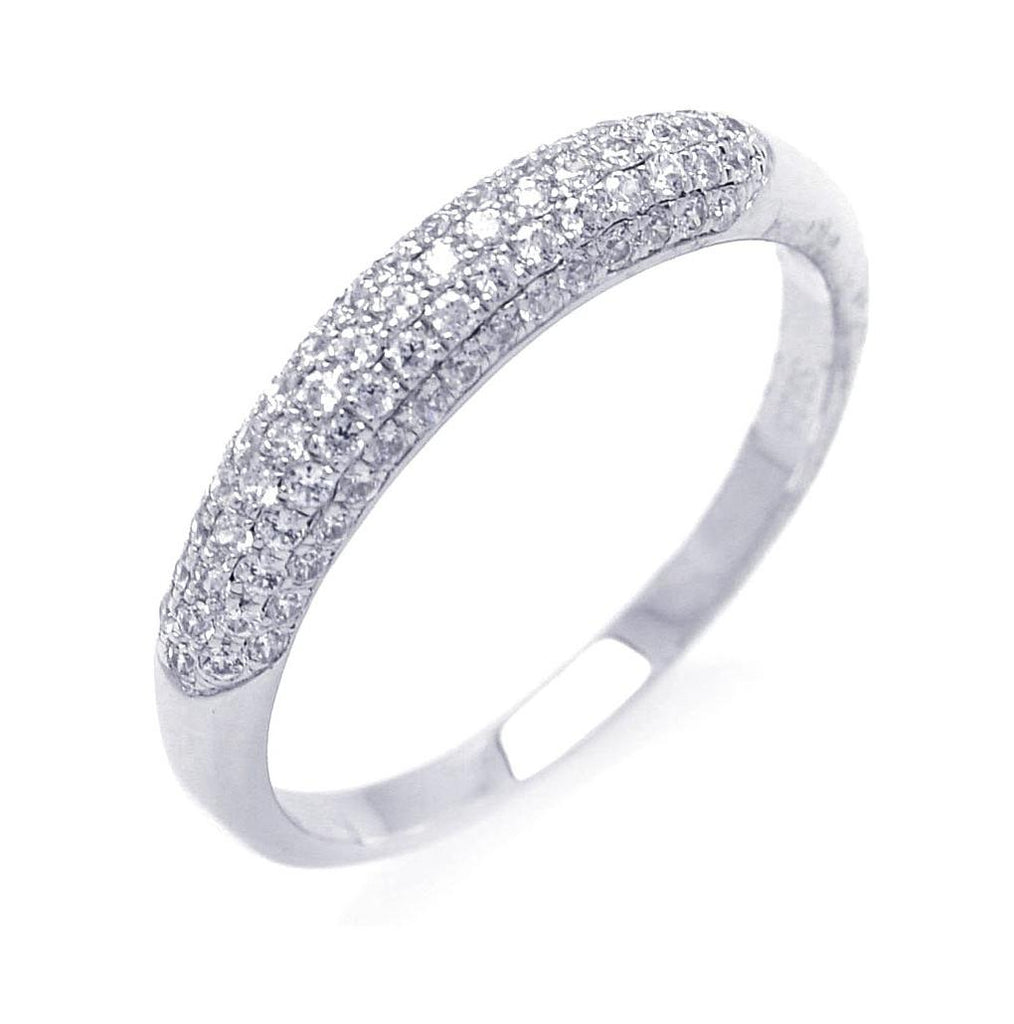 .925 Sterling Silver Rhodium Plated Micro Pave Cz Ring, <b>size: 5</b>