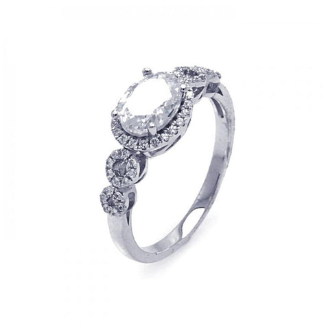 .925 Sterling Silver Rhodium Plated Micro Pave Clear Cluster Cz Ring, <b>size: 5</b>